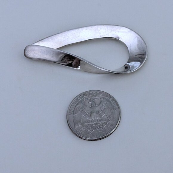 Vintage Mexico Taxco Sterling Silver 925 Modernist Mobius Tear Drop Brooch Pin - Picture 2 of 6